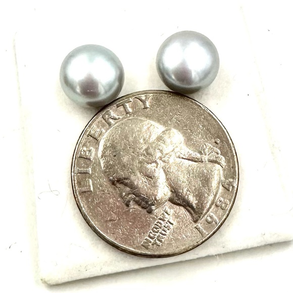 HONORA Silver Gray Pearl Studs Earrings Sterling Silver 9mm NWOT - Picture 8 of 13